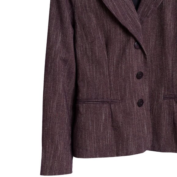 Tazzia Oy (Finland) Barleycorn Tweed Wool Cloverleaf Blazer Garnet : L - Picture 4 of 9